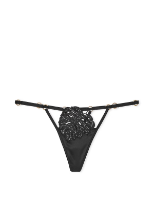 Трусики Tropical Leaf Hardware V-String Panty Black