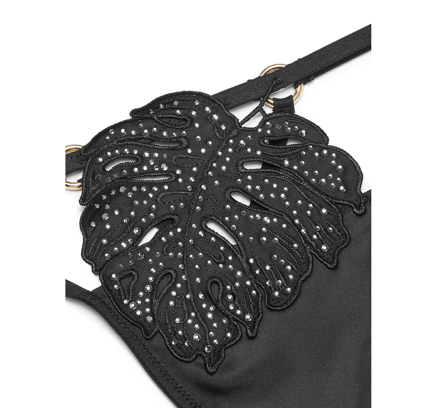 Трусики Tropical Leaf Hardware V-String Panty Black