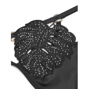 Трусики Tropical Leaf Hardware V-String Panty Black