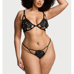 Трусики Tropical Leaf Hardware V-String Panty Black