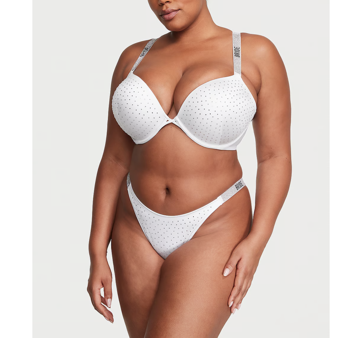 Купальник Shine Strap Bombshell Push-Up Bikini Top & Brazilian Bikini Bottom White