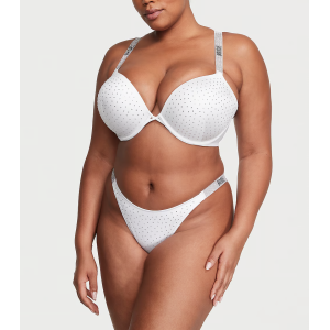 Купальник Shine Strap Bombshell Push-Up Bikini Top & Brazilian Bikini Bottom White