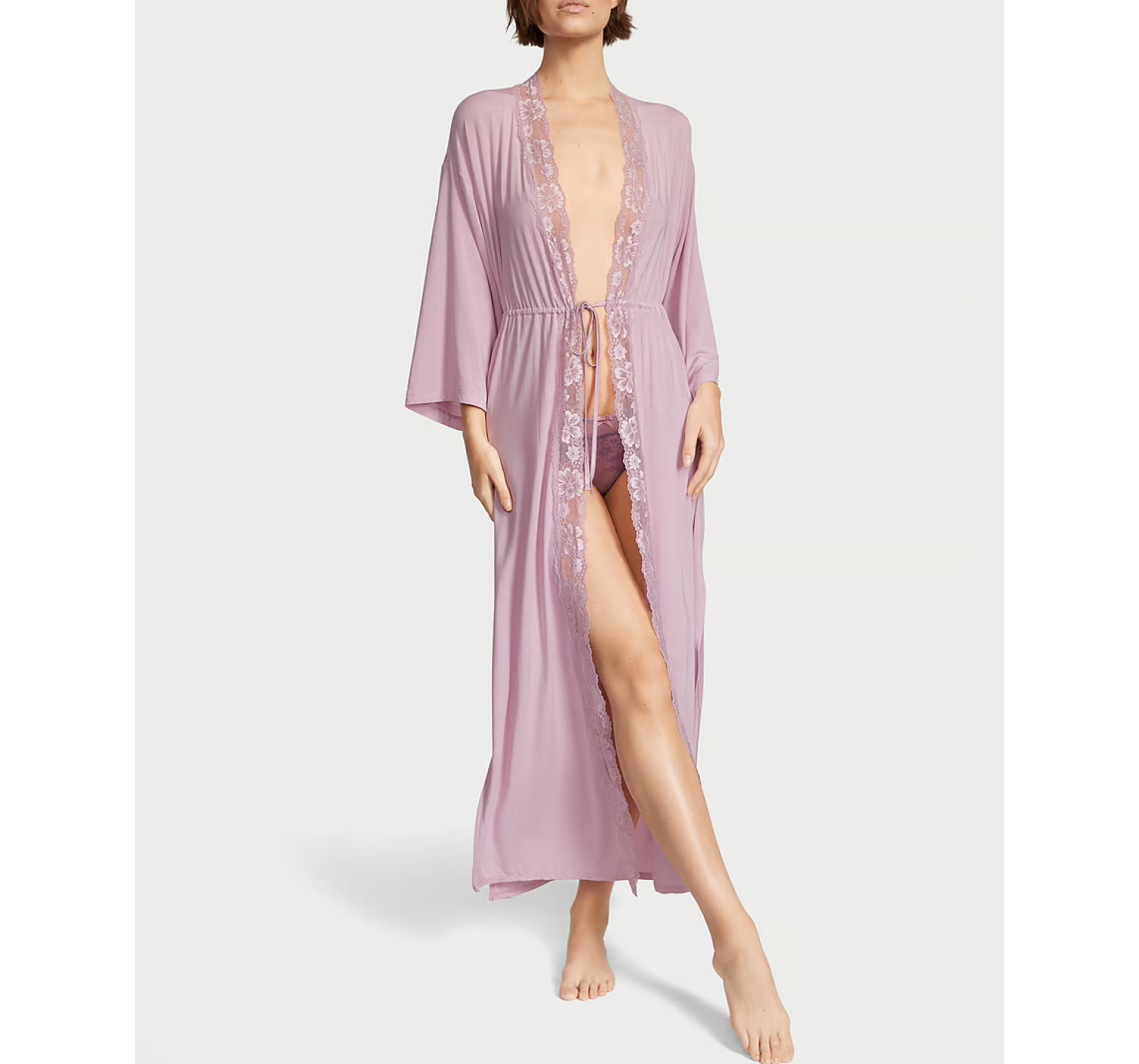 Халат Modal Lace-Trim Long Robe Lavander