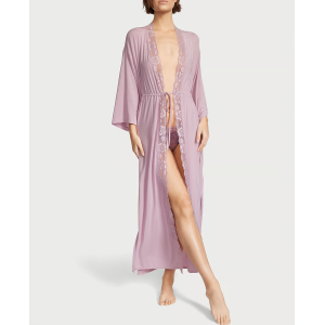 Халат Modal Lace-Trim Long Robe Lavander