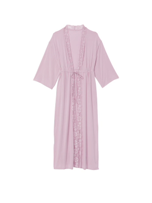 Халат Modal Lace-Trim Long Robe Lavander
