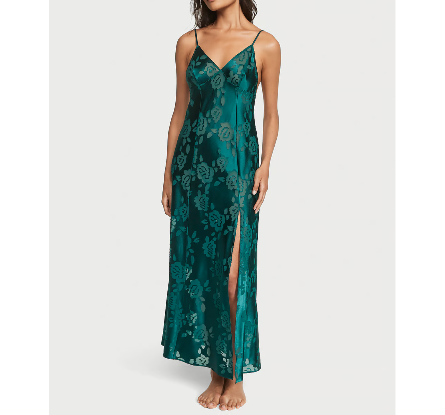 Пеньюар VS Архів Burnout Satin Slip Deepest Green