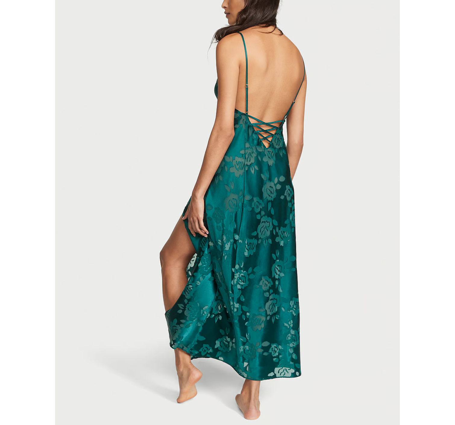 Пеньюар VS Архів Burnout Satin Slip Deepest Green