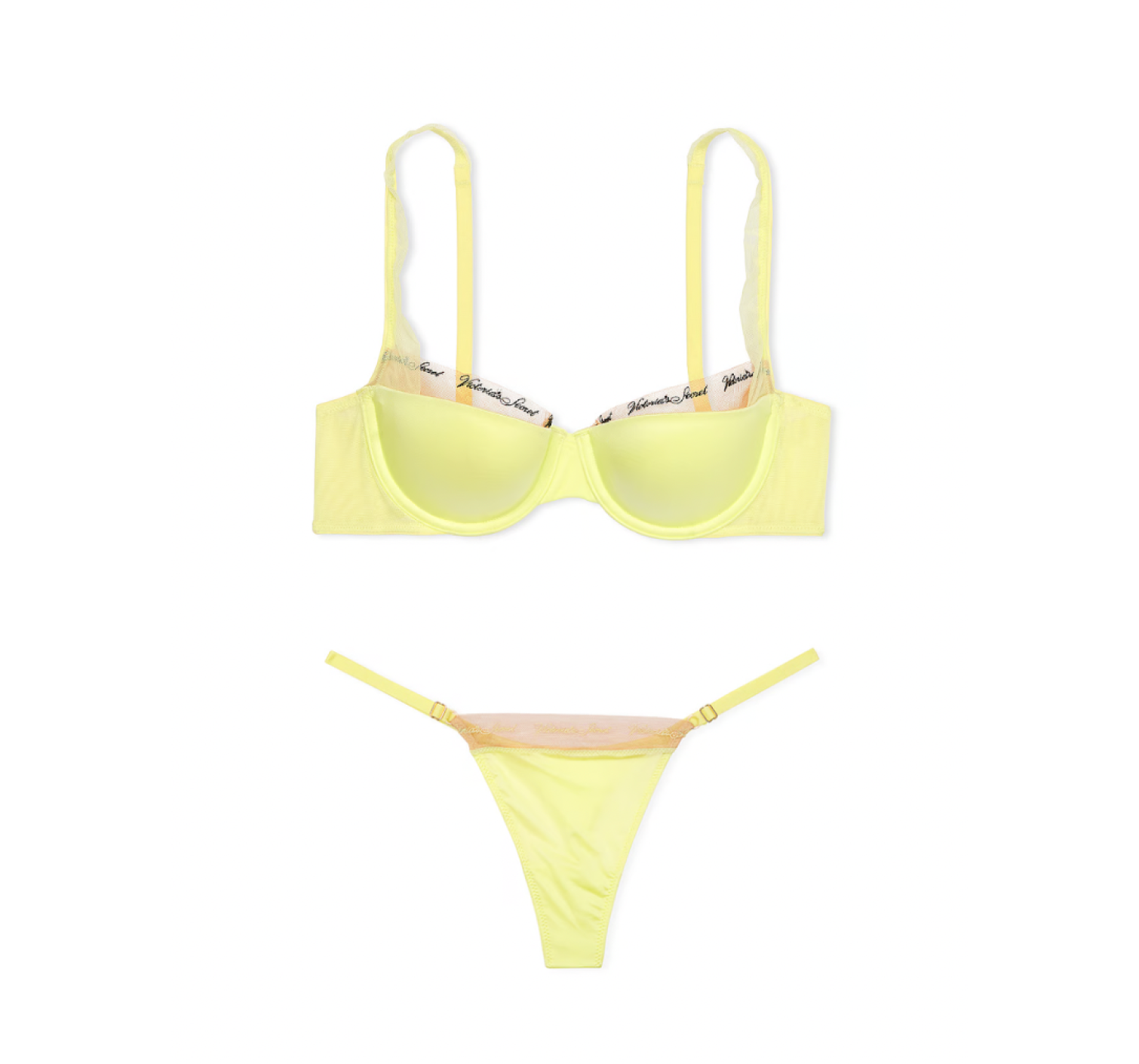 Комплект белья Logo Embroidery Lightly Lined Balconette Bra Set Citron Glow