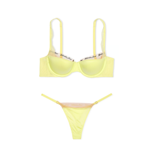 Комплект белья Logo Embroidery Lightly Lined Balconette Bra Set Citron Glow