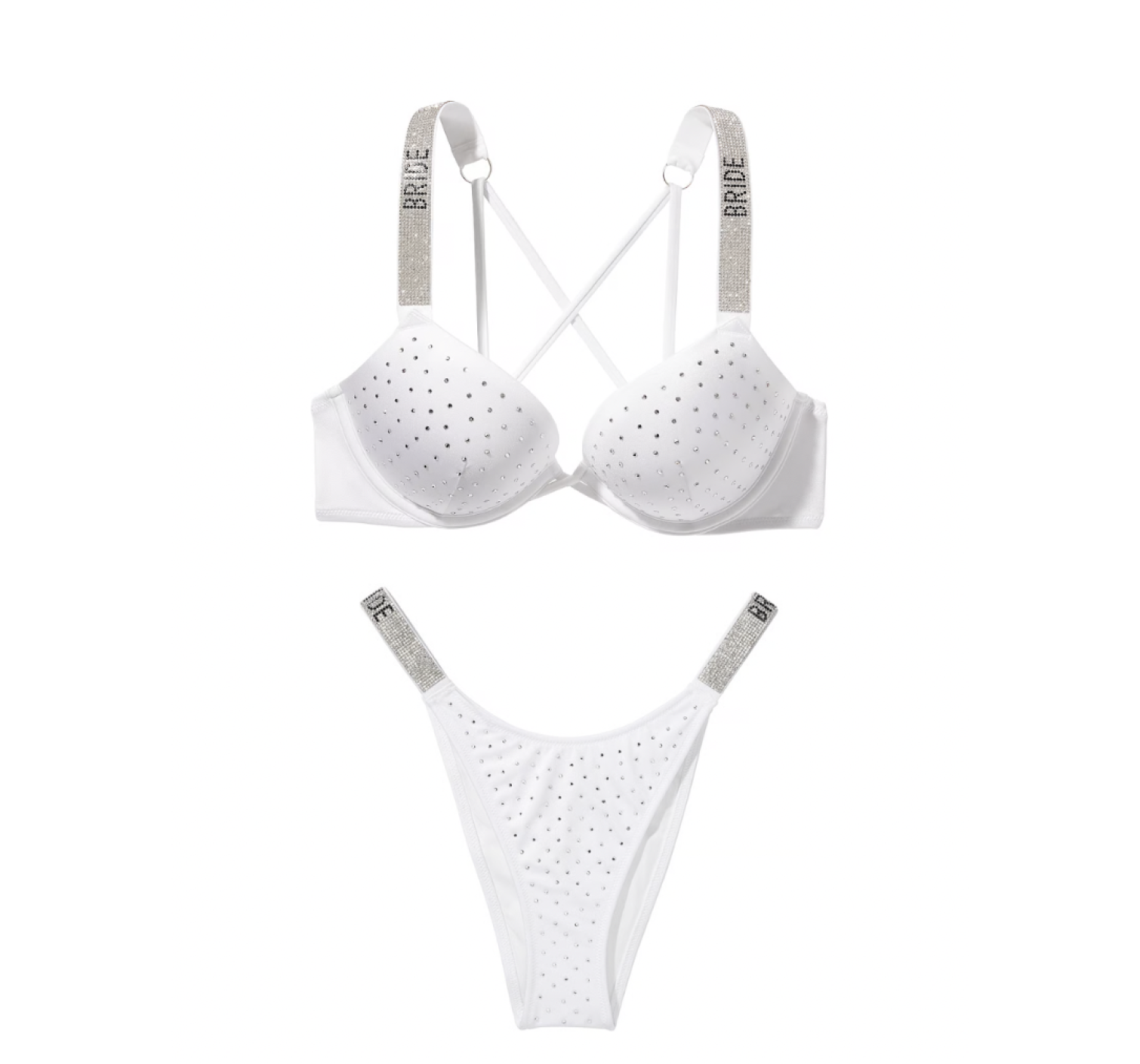 Купальник Shine Strap Bombshell Push-Up Bikini Top & Brazilian Bikini Bottom White