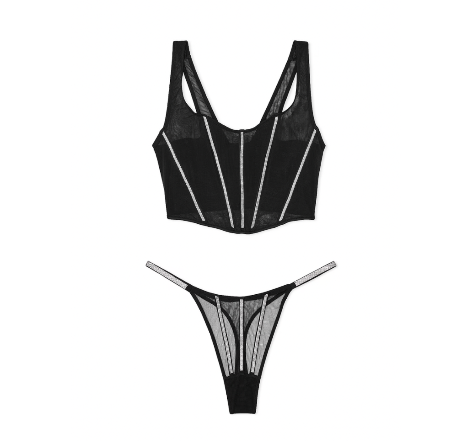 Комплект білизни Sheer Shine Corset Top Set Black