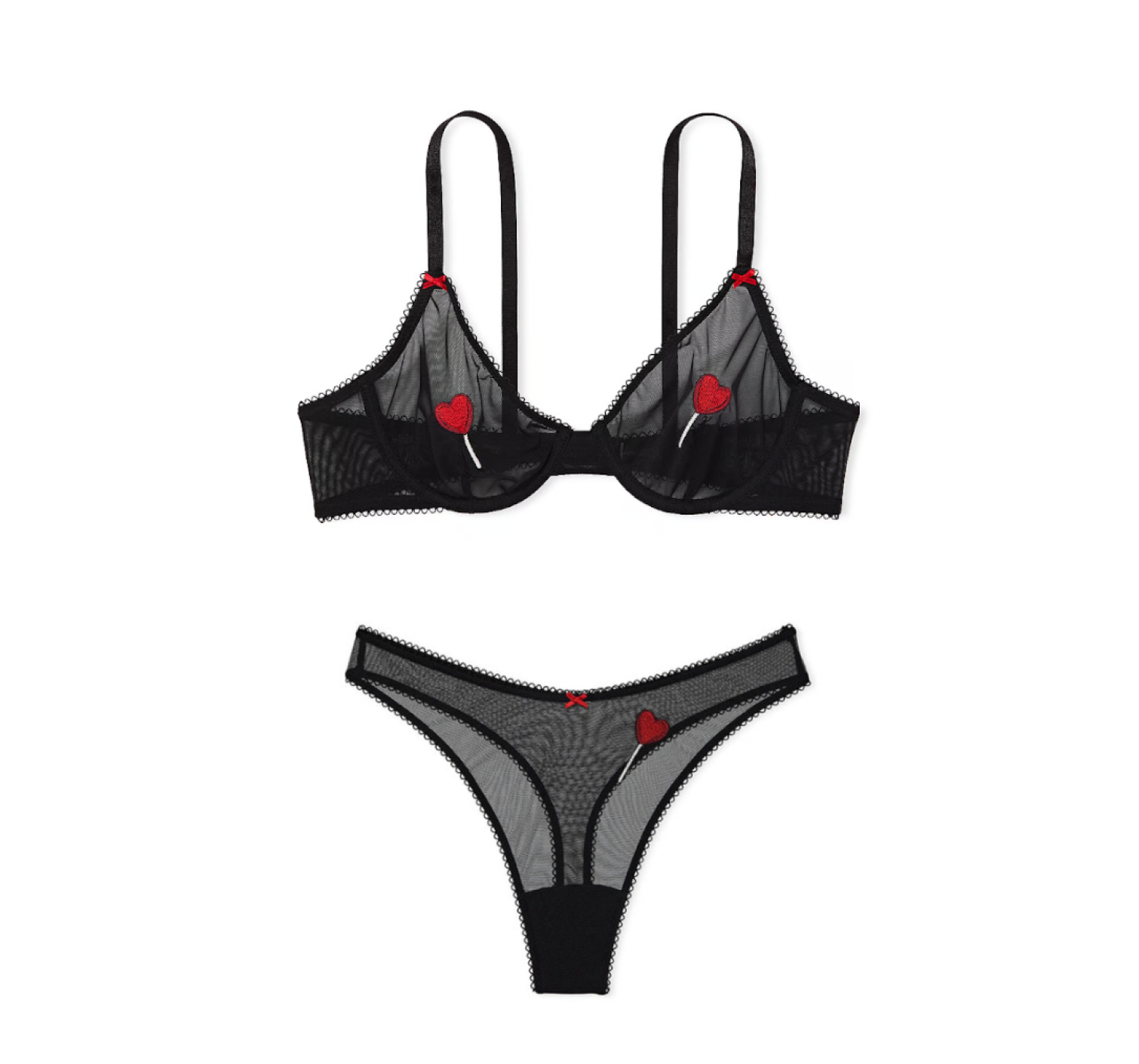 Комплект белья Tease Unlined Demi Bra Set Black Lollipops