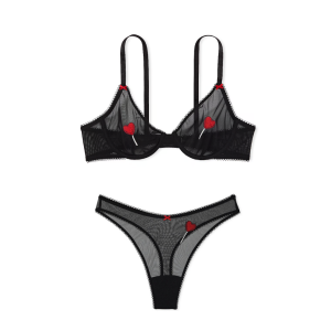 Комплект белья Tease Unlined Demi Bra Set Black Lollipops