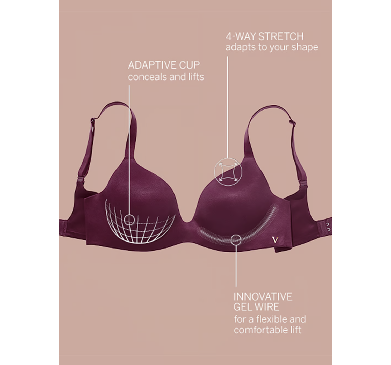 Бюстгальтер Infinity Flex Lightly Lined Wireless Plunge Bra Marzipan