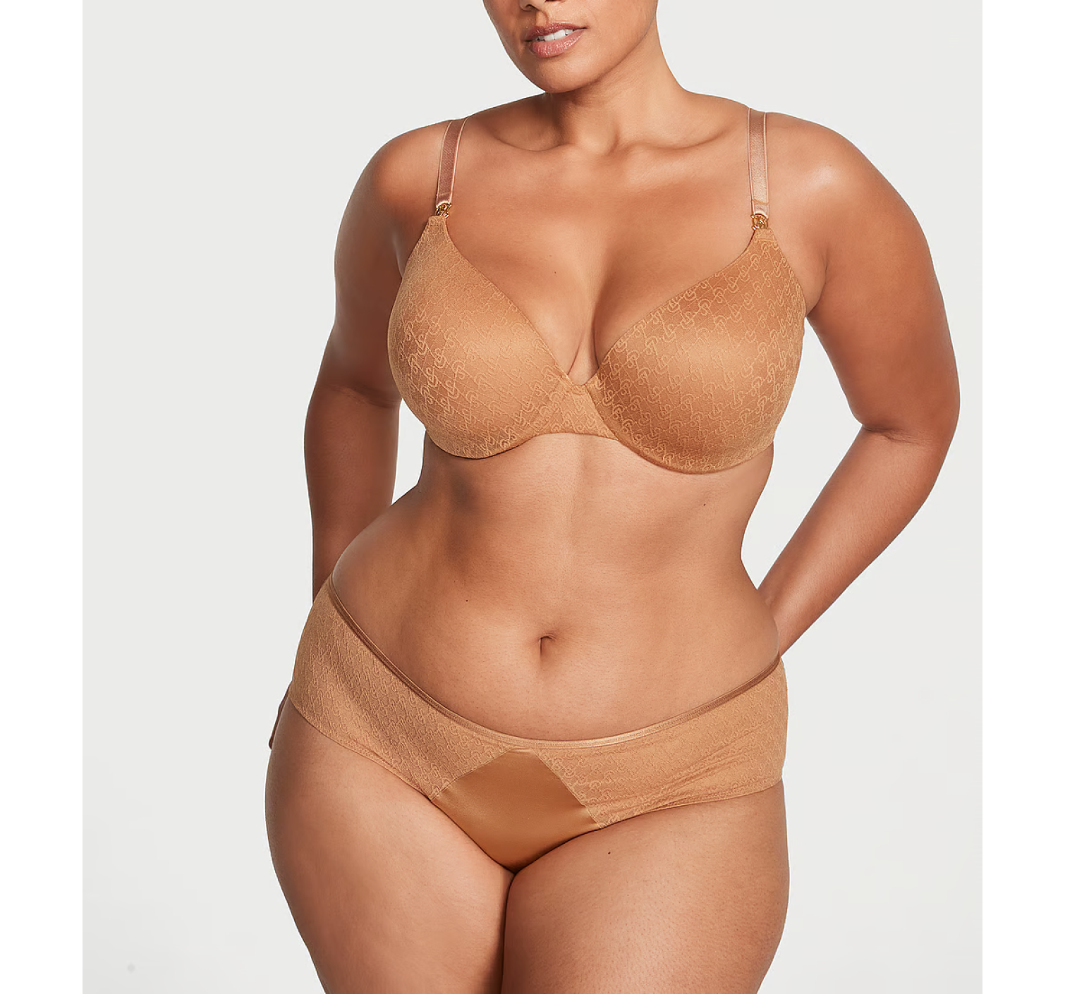 Комплект белья Icon by Victoria's Secret Push-Up Demi Bra Set Toffee