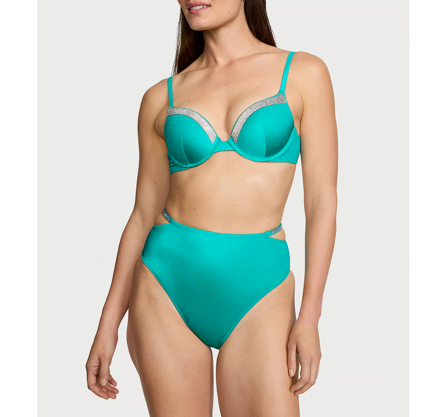 Купальник Shine-Trim Push-Up Bikini Top & Brazilian Bikini Bottom Capri Sea
