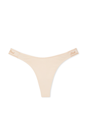 Трусики Logo Cotton High-Leg Thong Panty Marzipan