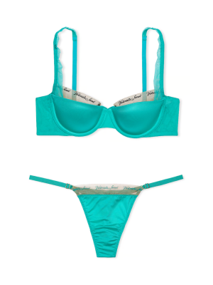 Комплект білизни Logo Embroidery Lightly Lined Balconette Bra Set Aqua Sea