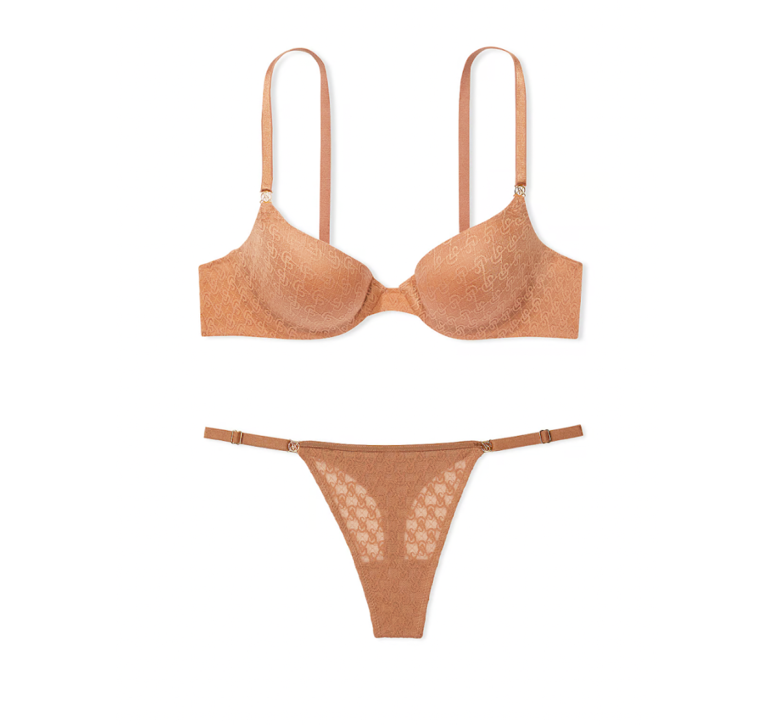 Комплект белья Icon by Victoria's Secret Push-Up Demi Bra Set Toffee
