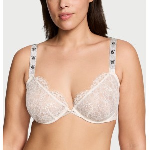 Комплект білизни Shine Strap Unlined Low-Cut Lace Demi Bra Thong Set Coconut White