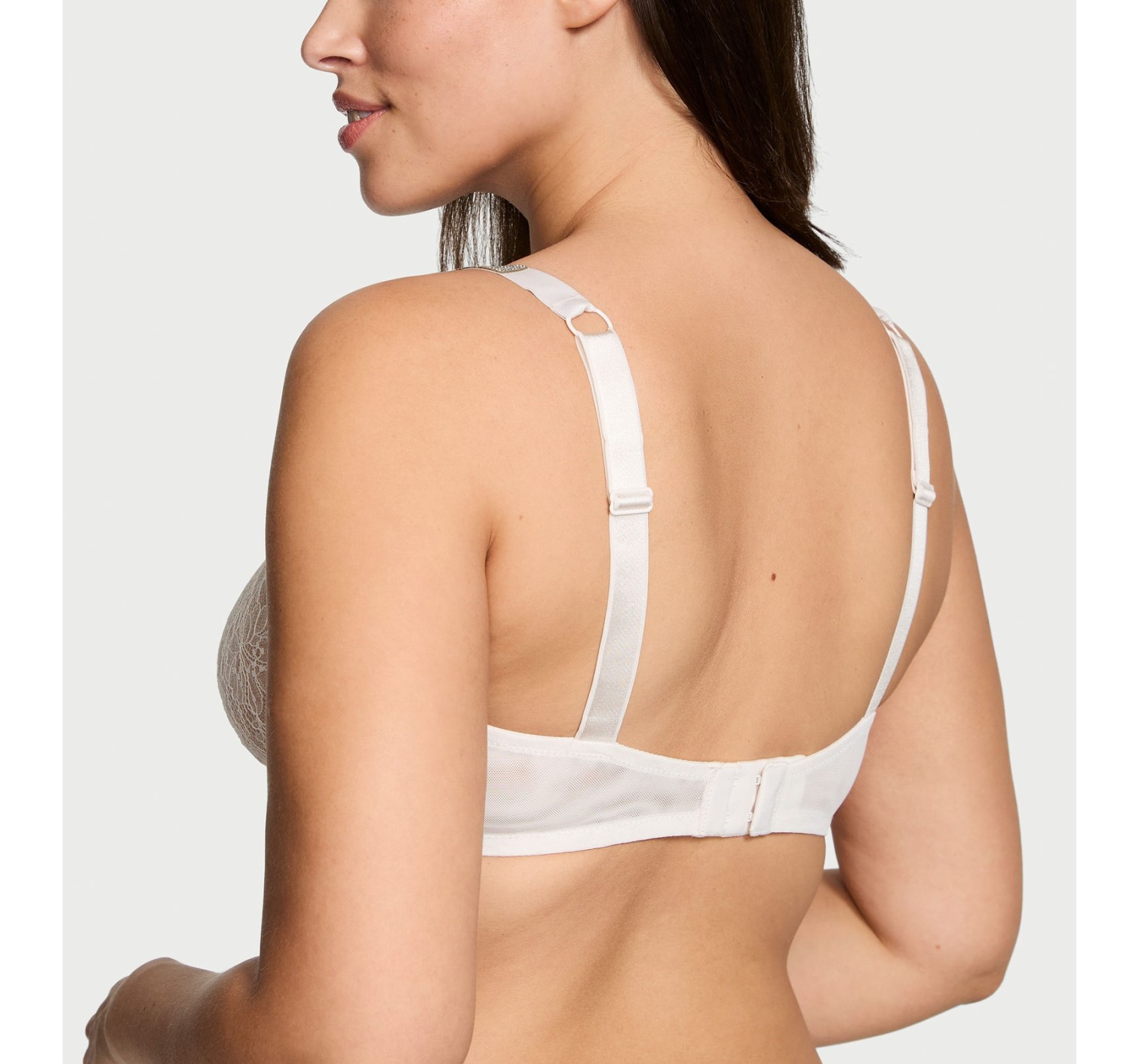 Комплект білизни Shine Strap Unlined Low-Cut Lace Demi Bra Thong Set Coconut White