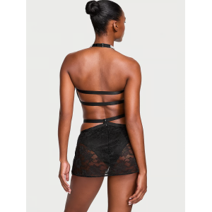 Комплект Shine Strap Halter Bralette & Mini Skirt Set Black