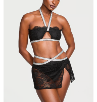 Комплект Shine Strap Halter Bralette & Mini Skirt Set Black