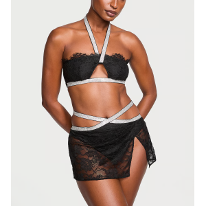 Комплект Shine Strap Halter Bralette & Mini Skirt Set Black