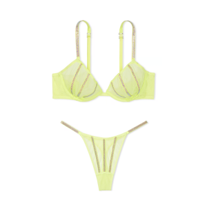 Комплект белья Sheer Shine Low-Cut Demi Bra Set Citron Glow