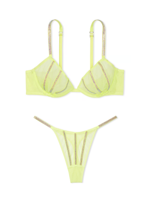 Комплект белья Sheer Shine Low-Cut Demi Bra Set Citron Glow