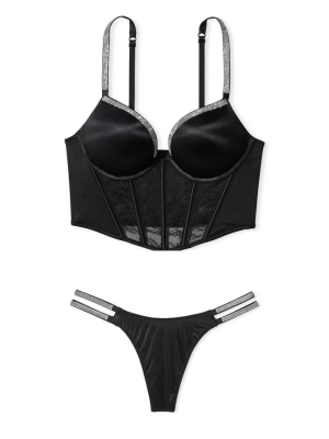 Комплект білизни Bombshell Add-2-Cups Shine Strap Push-Up Corset Top Thong Set