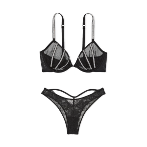 Комплект белья Sheer Shine Low-Cut Demi Bra Black