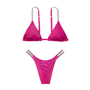 Купальник Shine Strap Triangle Bikini Top Shine Strap Brazilian Bikini Bottom Berry Blush
