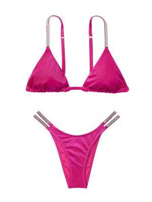 Купальник Shine Strap Triangle Bikini Top Shine Strap Brazilian Bikini Bottom Berry Blush