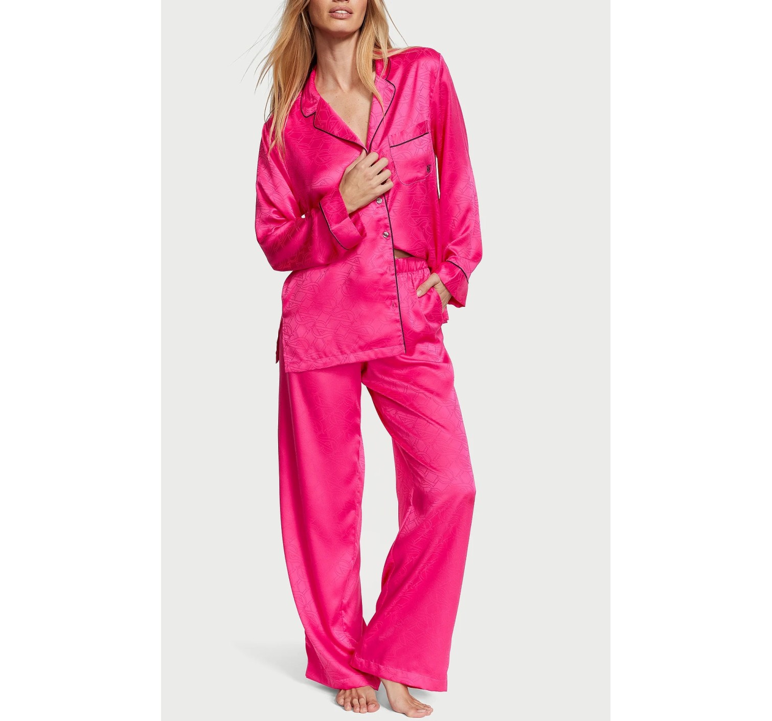 Піжама Satin Long Pajama Set Forever Pink