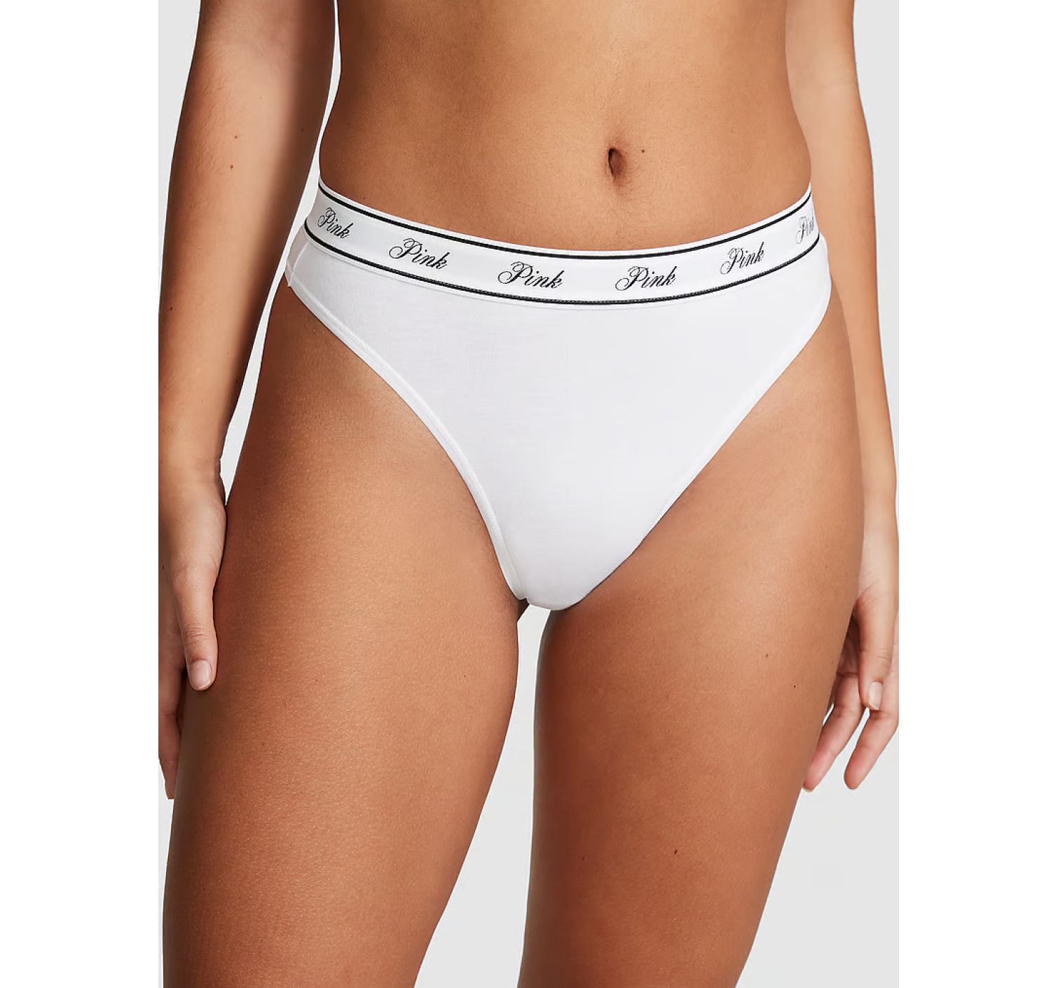 Трусики Logo Cotton High-Waist Thong Panty Optic White