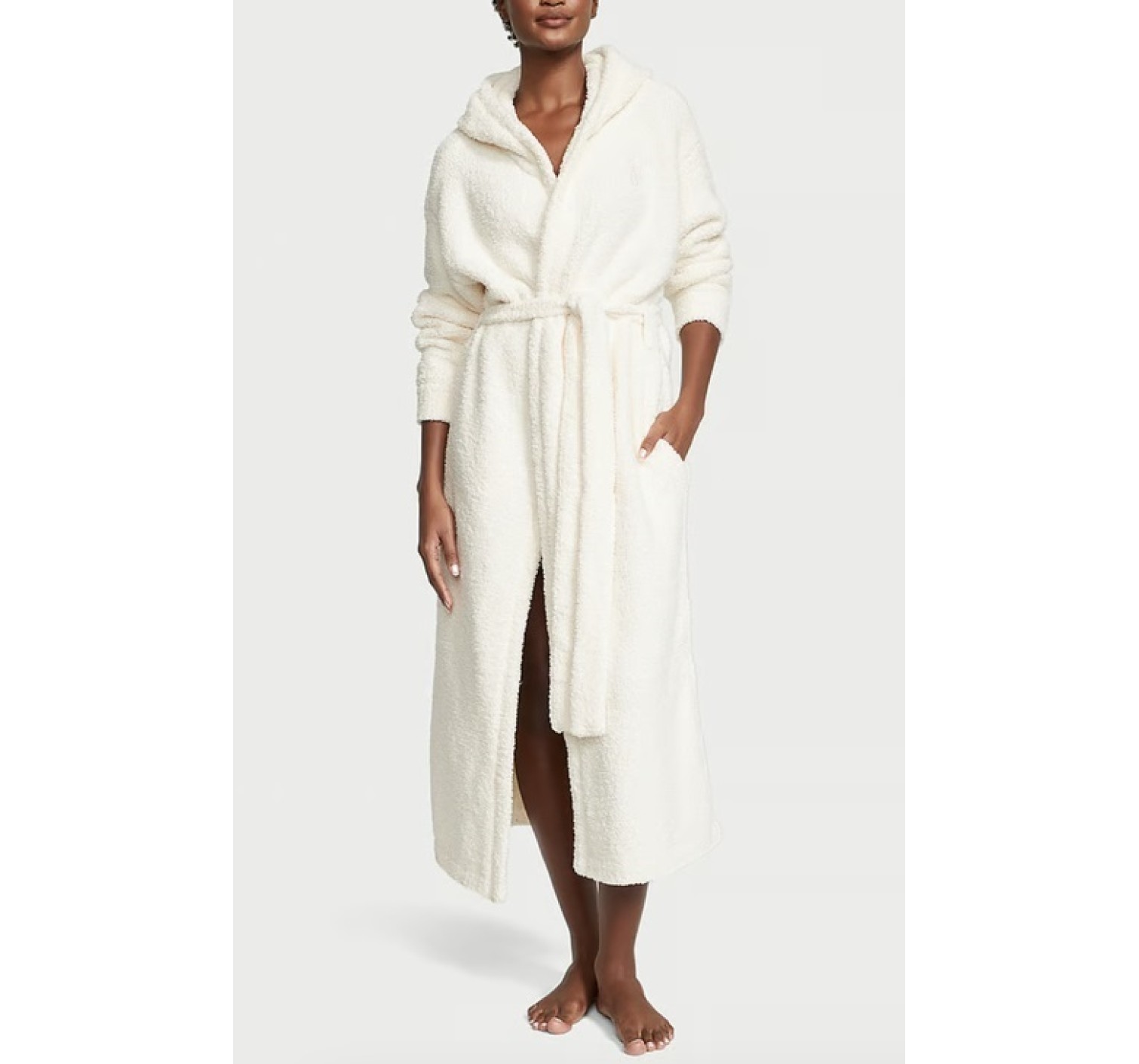 Халат Chenille Hooded Long Robe White Coral