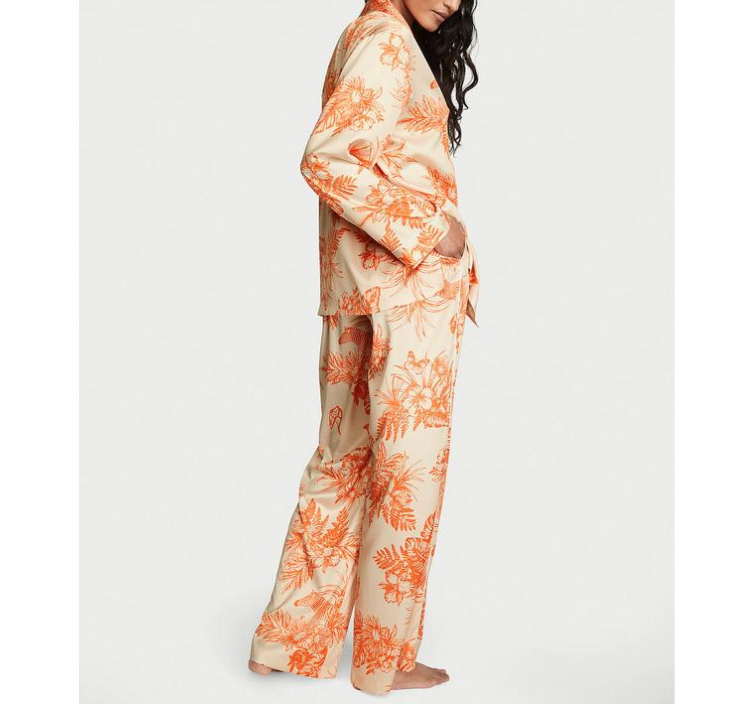Пижама Satin Long Pajama Set Floral Print