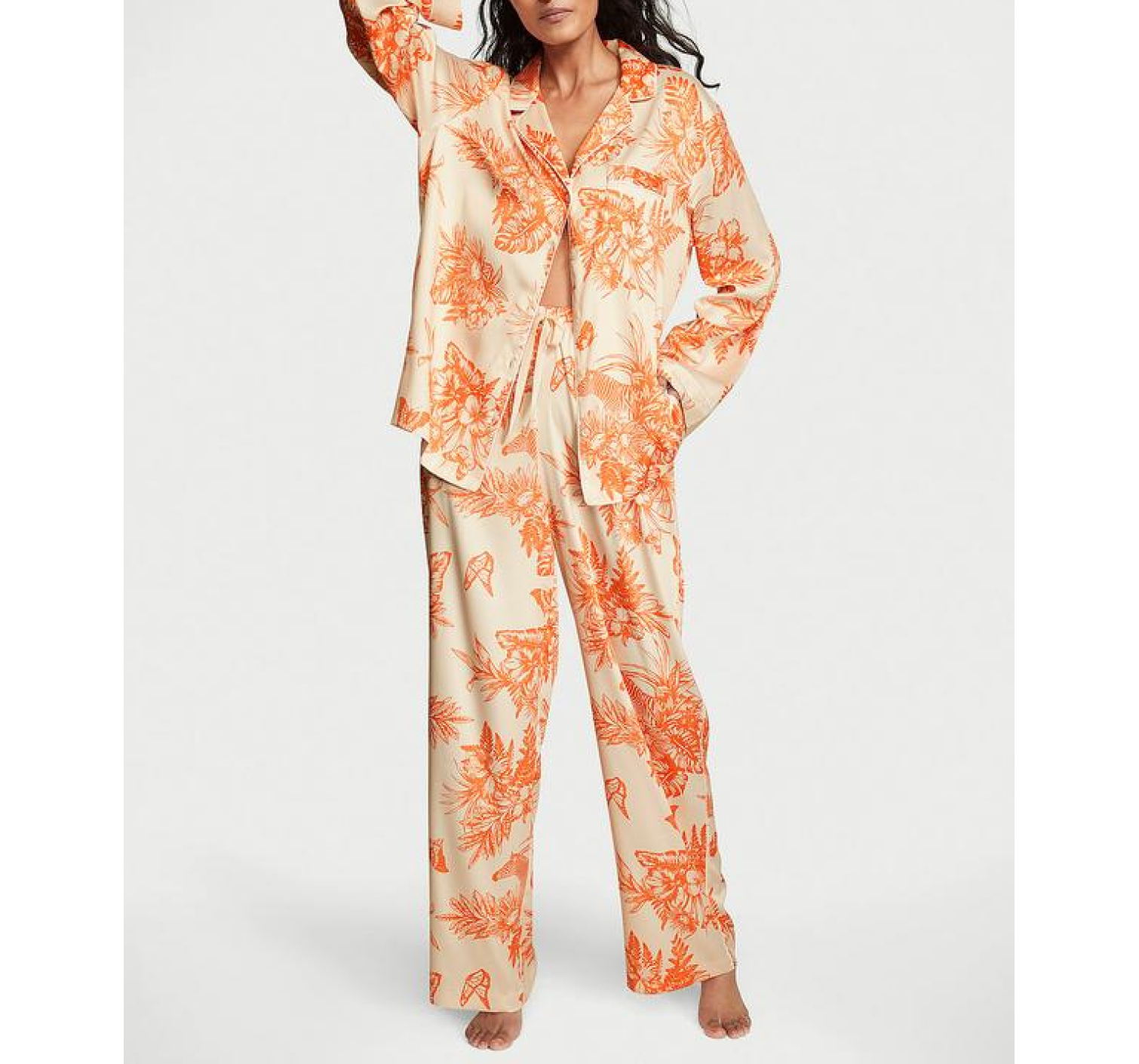 Пижама Satin Long Pajama Set Floral Print