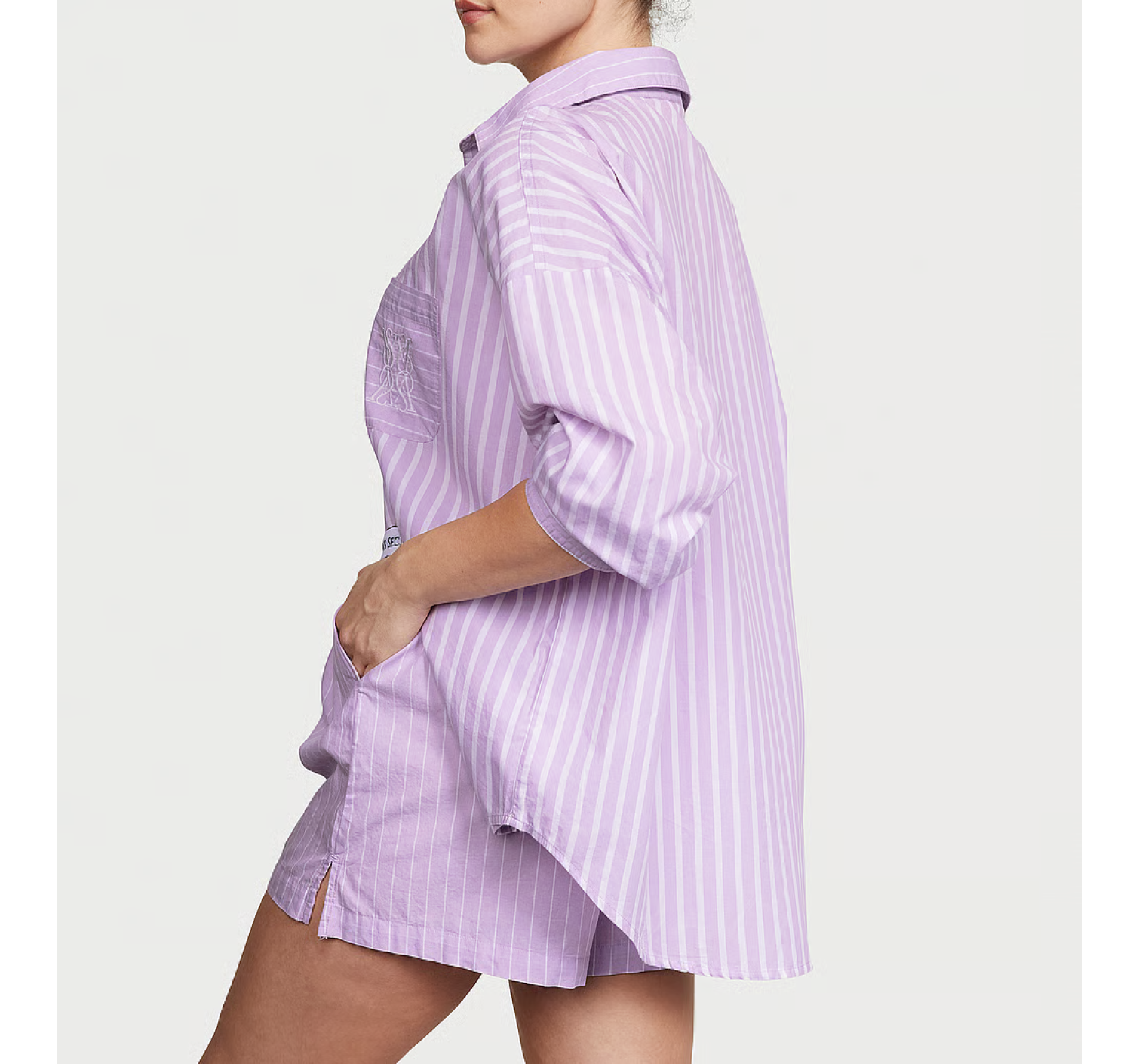 Піжама Cotton Long-Sleeve Shirt & Shorts Set Unicorn Purple Stripes