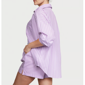 Піжама Cotton Long-Sleeve Shirt & Shorts Set Unicorn Purple Stripes