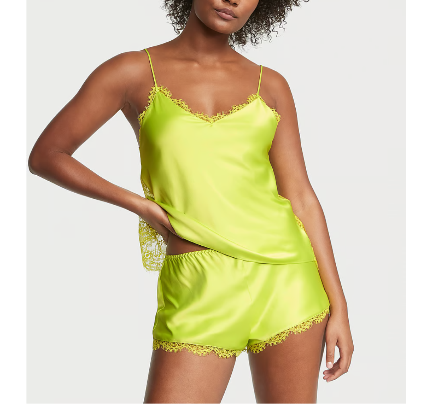 Піжама Satin Lace-Trim Cami Shorts Set
