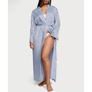 Халат Satin Long Robe Blue Crescent Stripes
