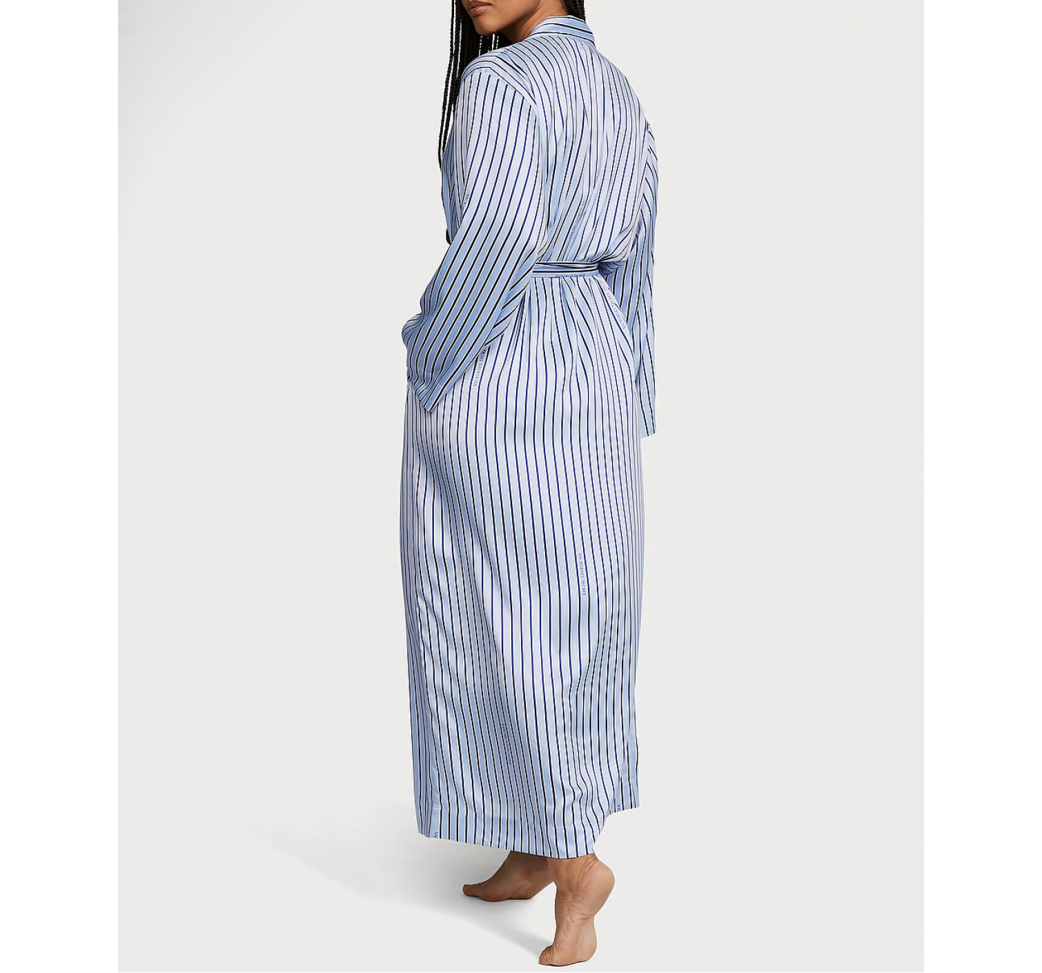 Халат Satin Long Robe Blue Crescent Stripes
