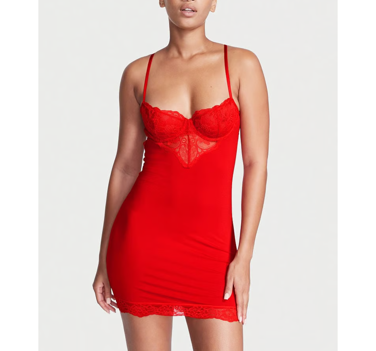 Пеньюар Modal & Lace Cupped Mini Slip Dress Lipstick