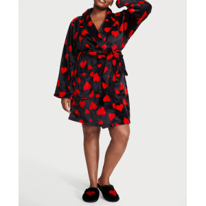 Халат Victoria's Secret Short Cozy Robe Black Lipstick Hearts