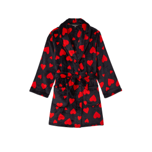 Халат Victoria's Secret Short Cozy Robe Black Lipstick Hearts
