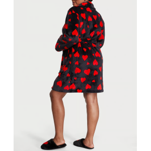 Халат Victoria's Secret Short Cozy Robe Black Lipstick Hearts