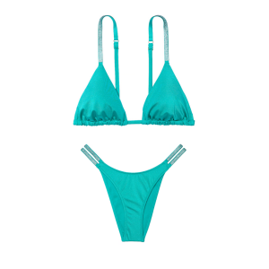Купальник Shine Strap Triangle Bikini Top  Brazilian Bikini Bottom Capri Sea