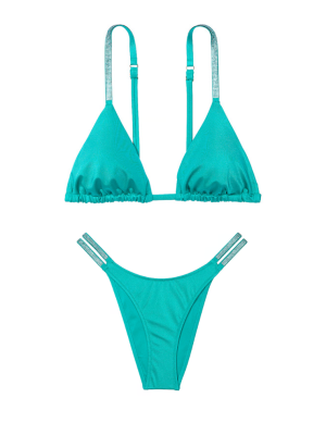 Купальник Shine Strap Triangle Bikini Top  Brazilian Bikini Bottom Capri Sea